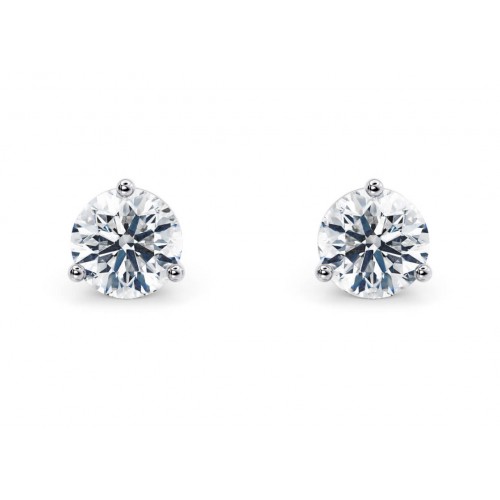 18k Three -Prong Studs Earrings 