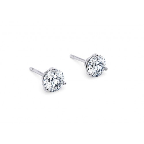 18k Three -Prong Studs Earrings 