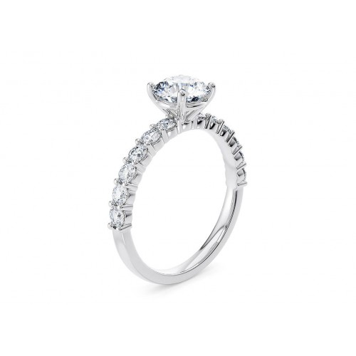  18k Classic  Side-Stone Diamond Ring